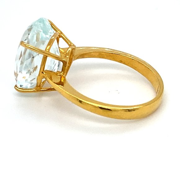 Aquamarine 8.01ct Solid 22K Yellow Gold Ring - Picture 6 of 7